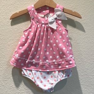 3/$20 First Impressions- Sunsuit Polka Dots and Bow (6-9 months) EUC